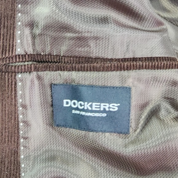 DOCKERS Mens Brown Corduroy Blazer Jacket 44S Neutral‎ Sport Coat 100% Cotton - Picture 4 of 12